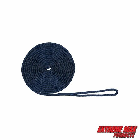 EXTREME MAX Extreme Max 3006.2954 BoatTector Double Braid Nylon Dock Line - 1/2" x 20', Navy 3006.2954